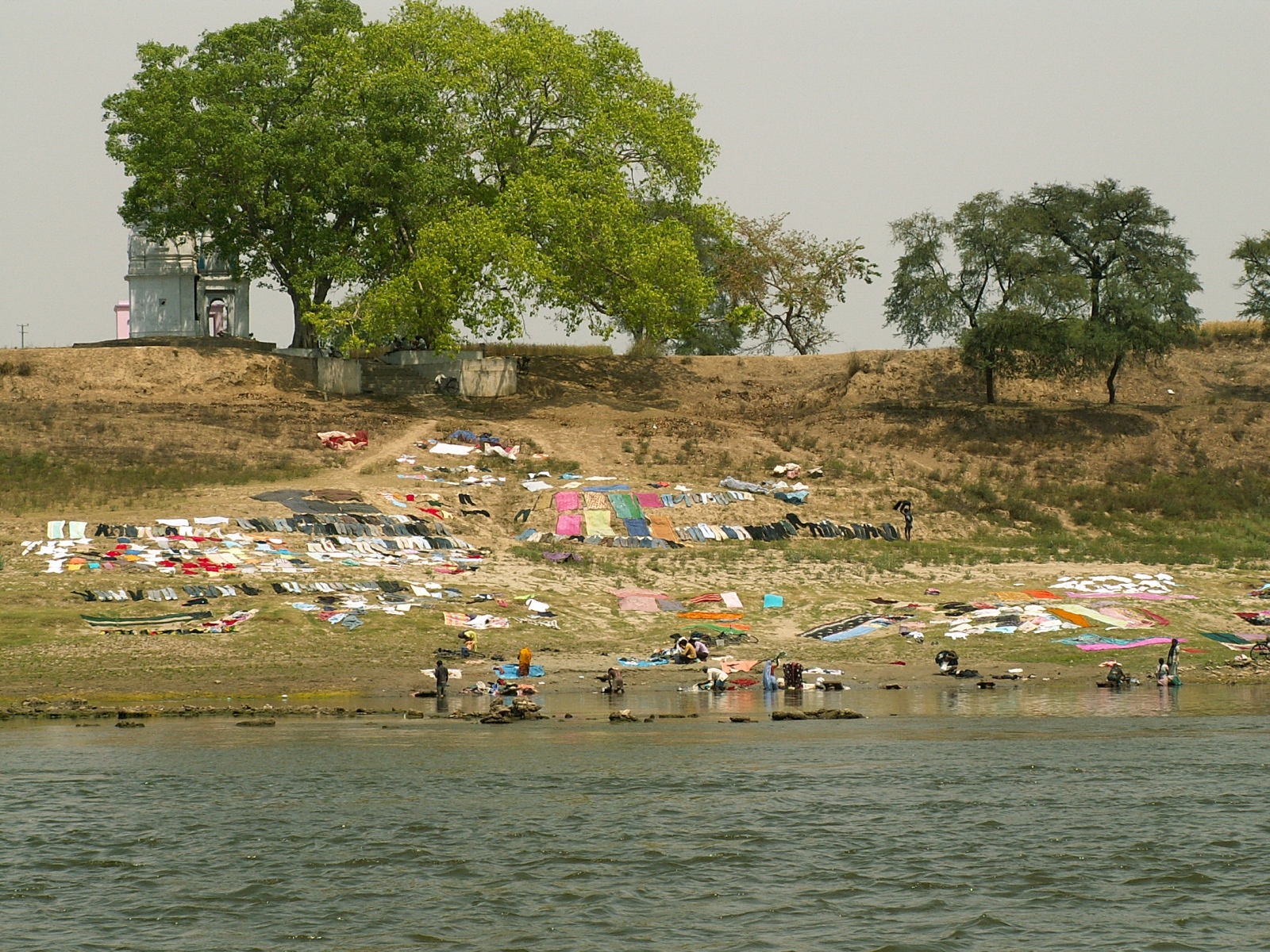 Near Varanasi - Ganges River - Drying up sarees