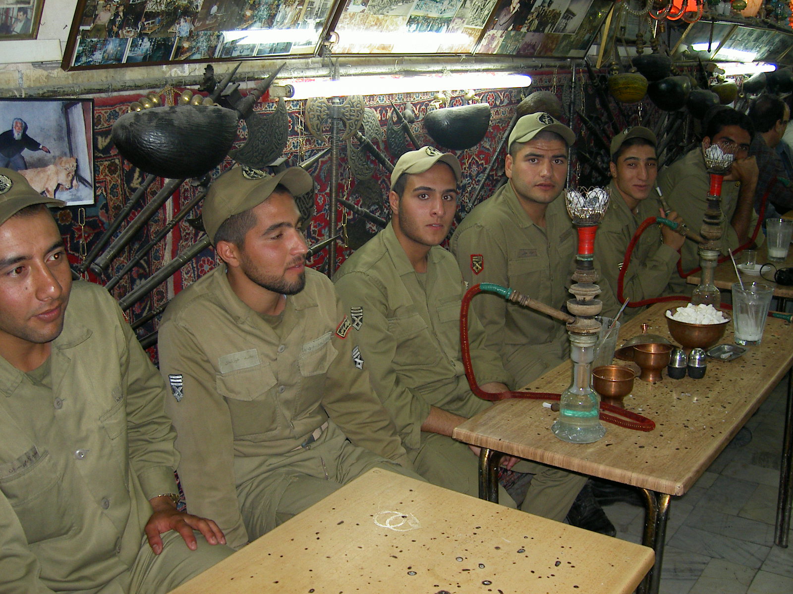 Esfahan - Soldiers in a traditional restaurant