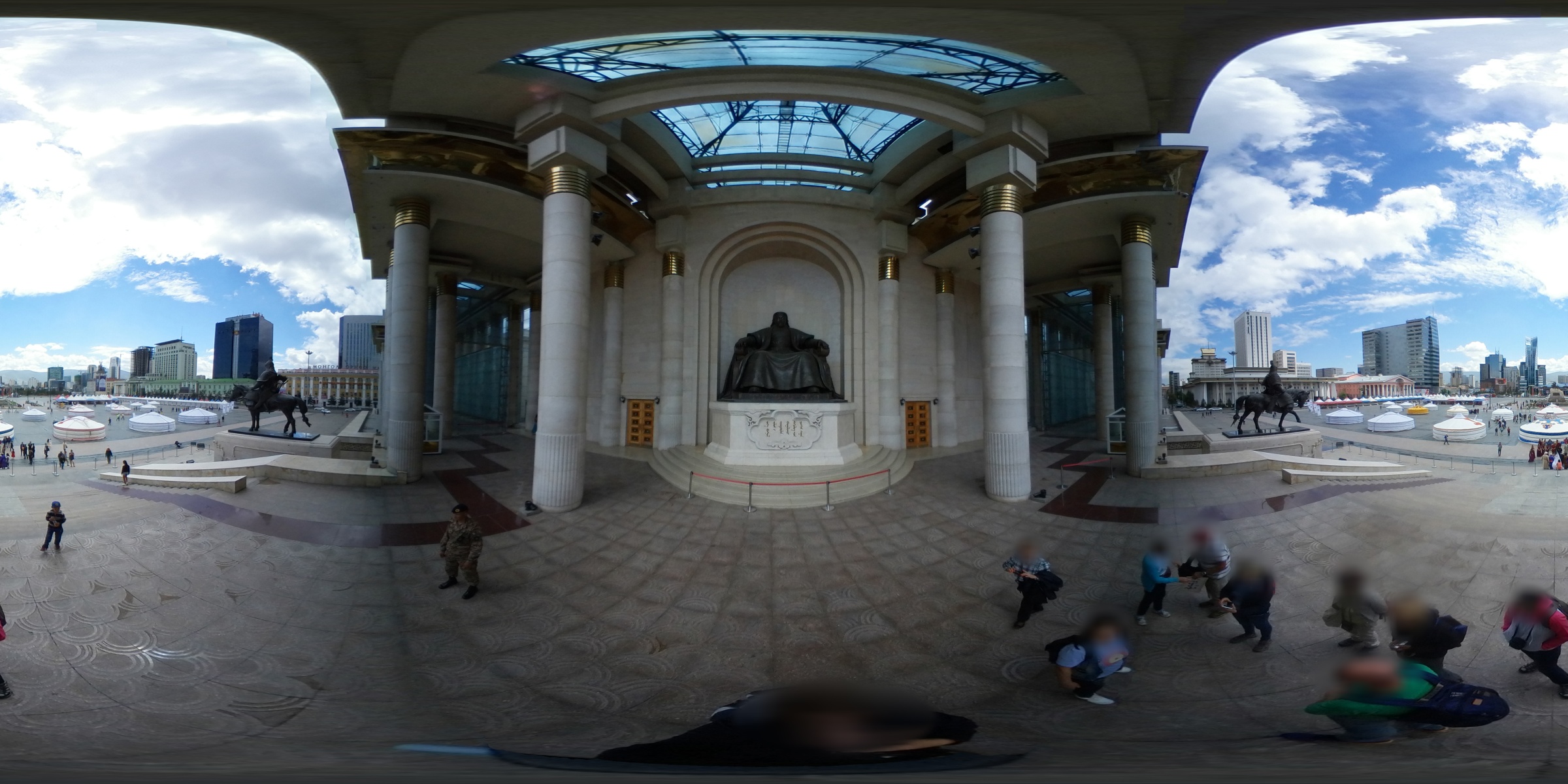 Ulaanbaatar - Sukhbaatar square - Saaral Ordon (Government Palace) - Chinggis Khan statue - 360 panorama