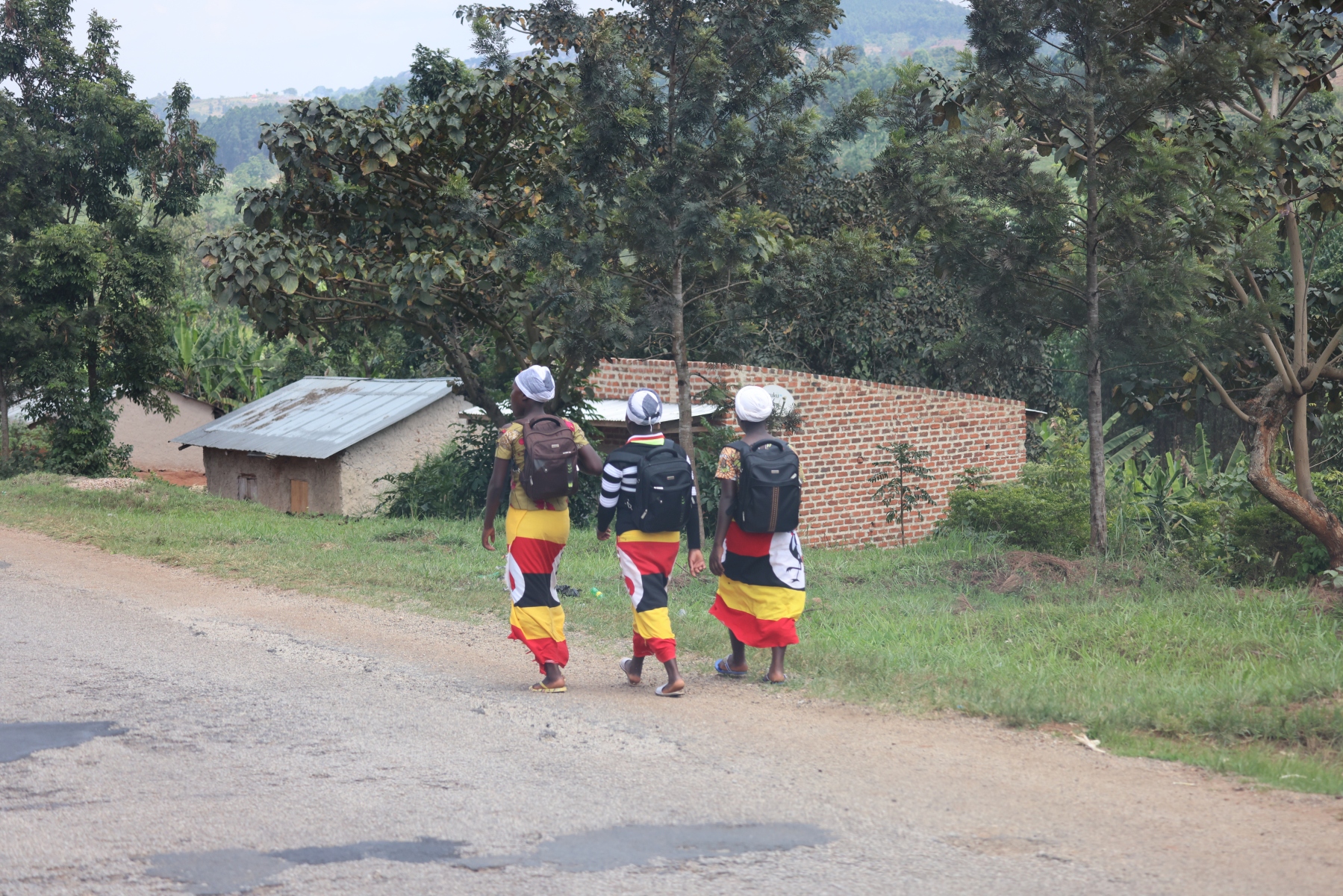 Uganda - To Kampala - Wearing Ugandan flags