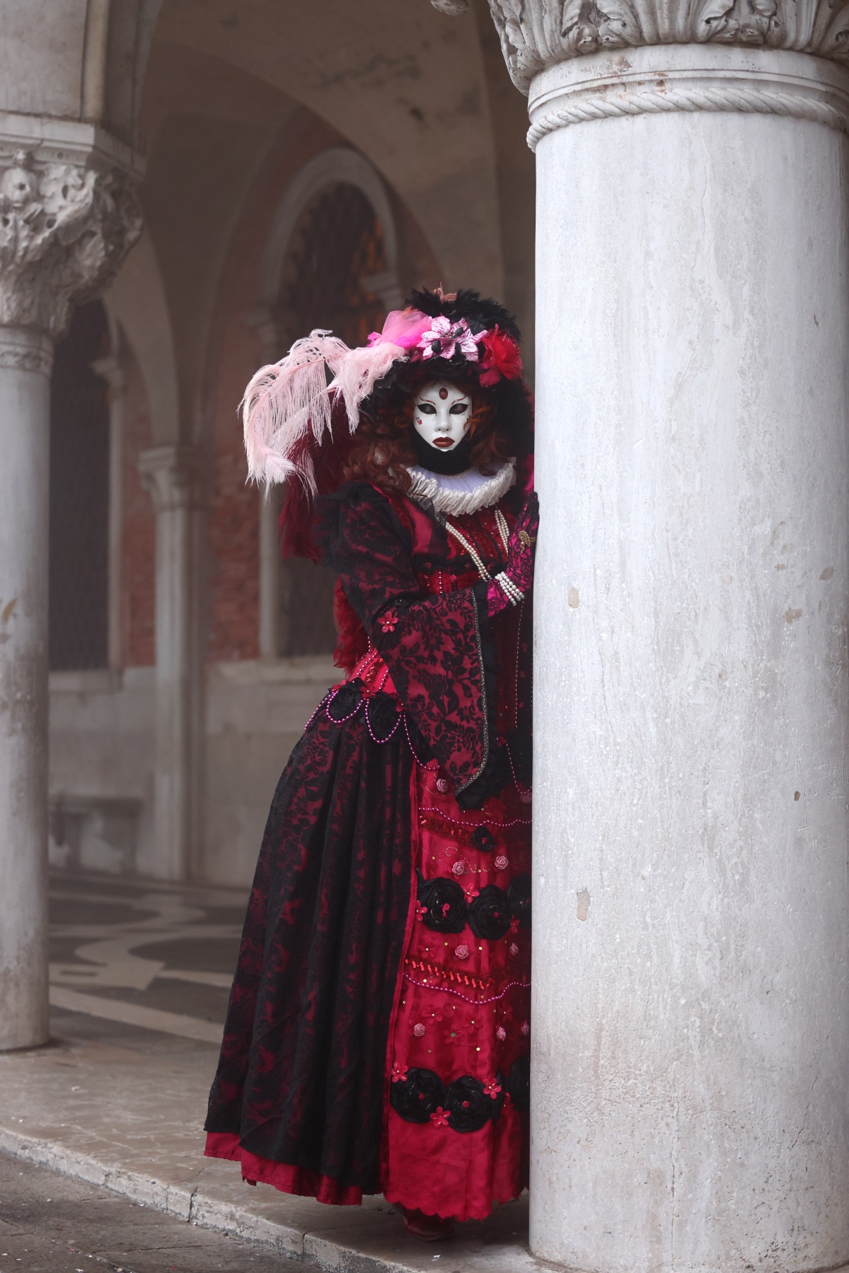 Dark red mask