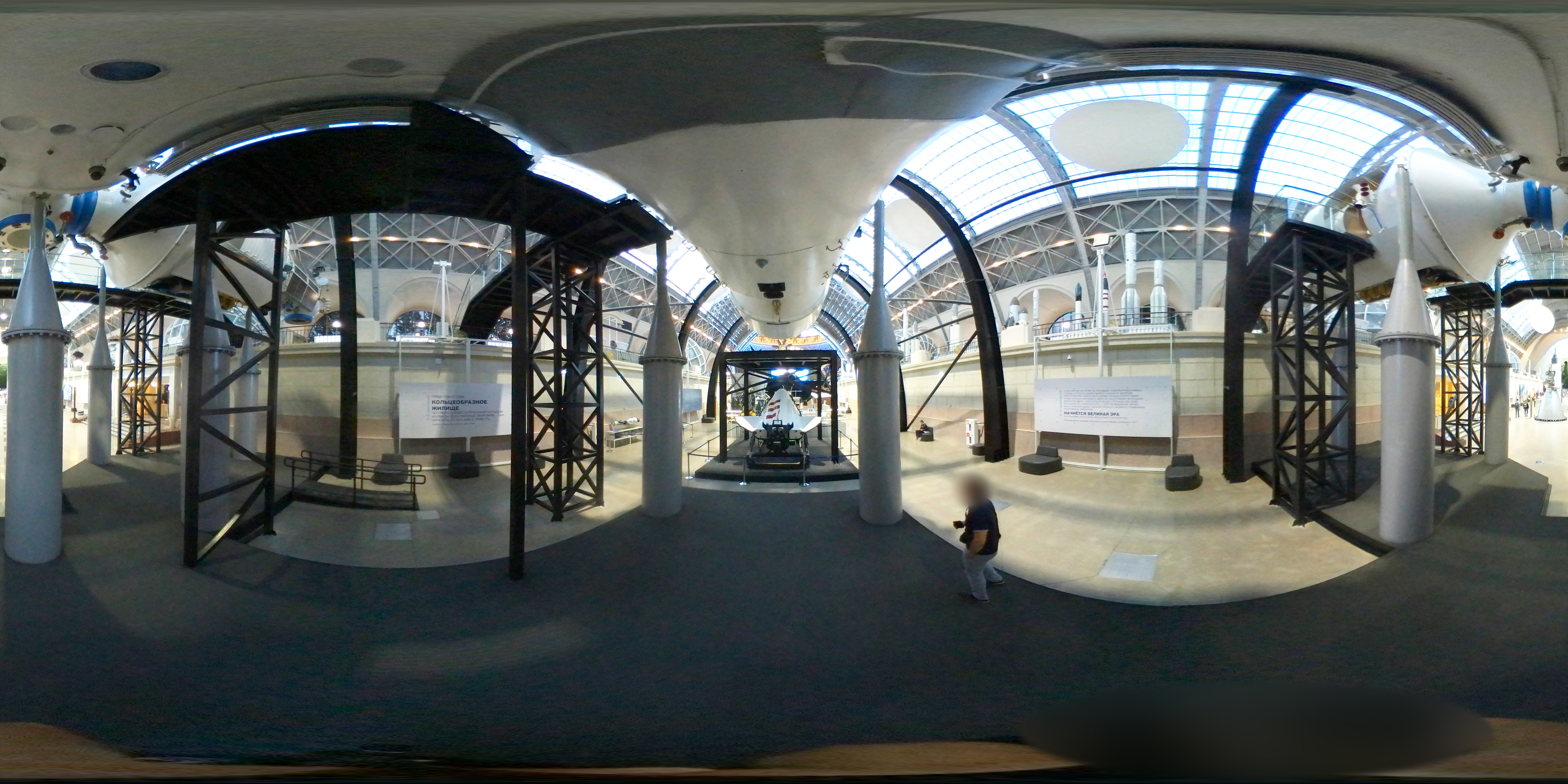 VDNKh - Pavillion 'Cosmos' - Under model of Mir space station - 360° panorama