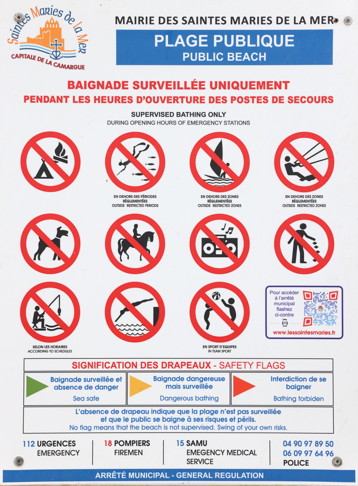 Saintes-Maries-de-la-Mer - Danger sign